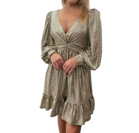 Metallic Cinch Front Dress