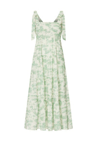 KIVARI Chloe Strappy Shirred Tiered Midi Dress in green - women's dress - view 5