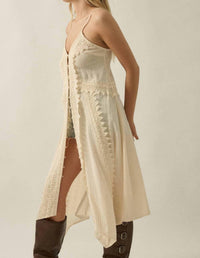 Promesa - Cotton Gauze Lace-trimmed Button-front Camisole Maxi Top