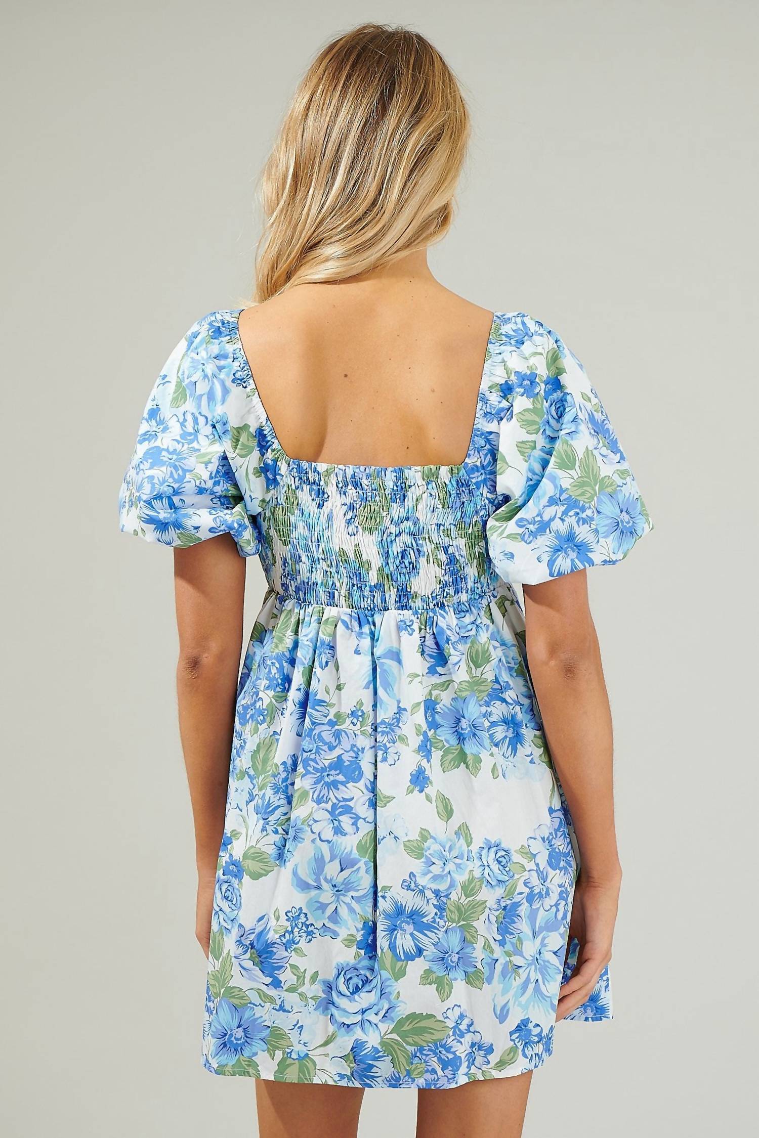 Sugarlips - Puff Sleeves Floral Mini Dress