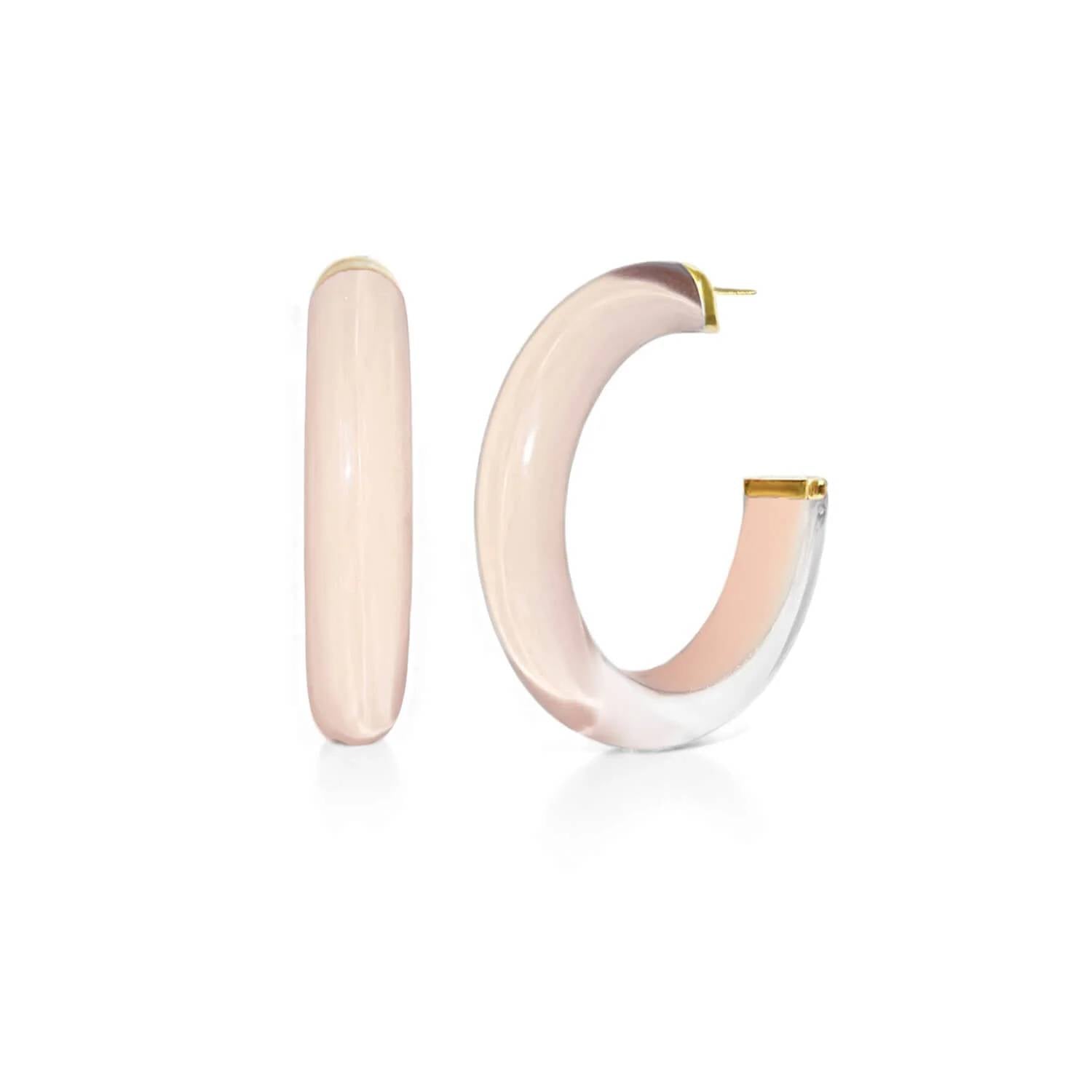 Gold & Honey - Women's Medium Illusion Lucite Hoop Earrings
