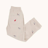 The Beaufort Bonnet Company Critter Sheffield Corduroy Pants With Stork & Santa Dog Embroidery in osprey oatmeal richmond - kids' item - view 4