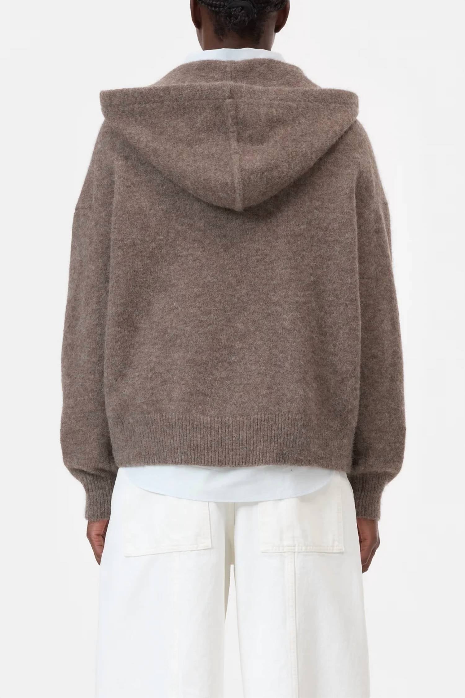CLOSED Relaxed Long Sleeve Hoodie in clay beige - women's top - detail view