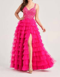 Ellie Wilde - V Neck A-line Evening Dress