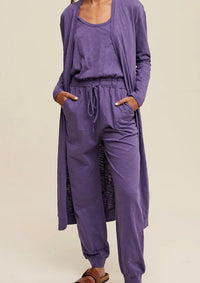 Listicle - Jumpsuit And Long Cardigan Set