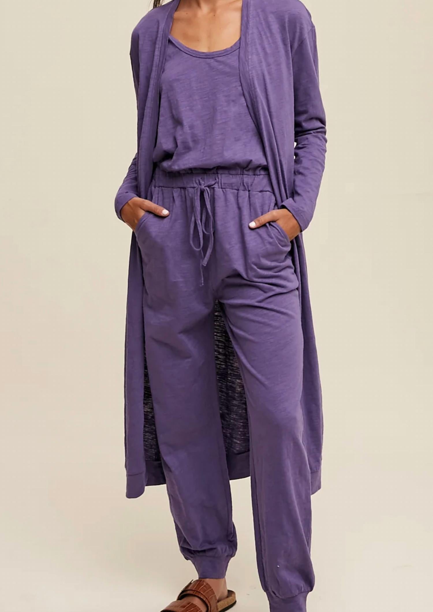 Listicle - Jumpsuit And Long Cardigan Set