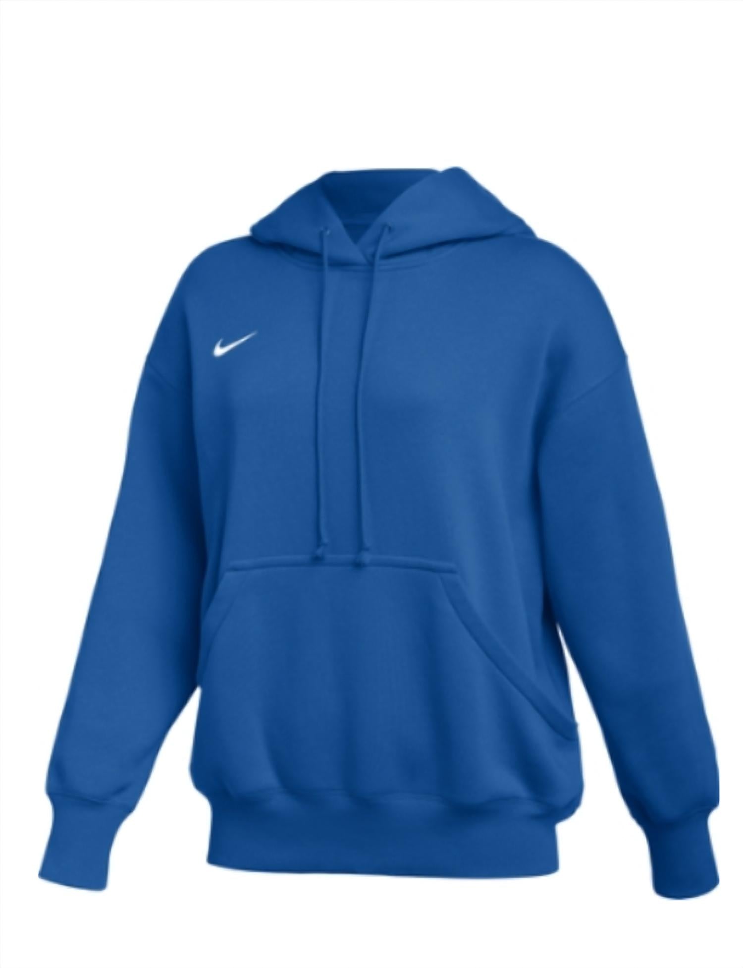 NIKE Women Phoenix Fleece Pullover Hoodie in game royal white - women's top