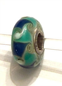 Trollbeads Women's Universal Beads For Bracelet in unique teal navy with white dots - women's jewelry
