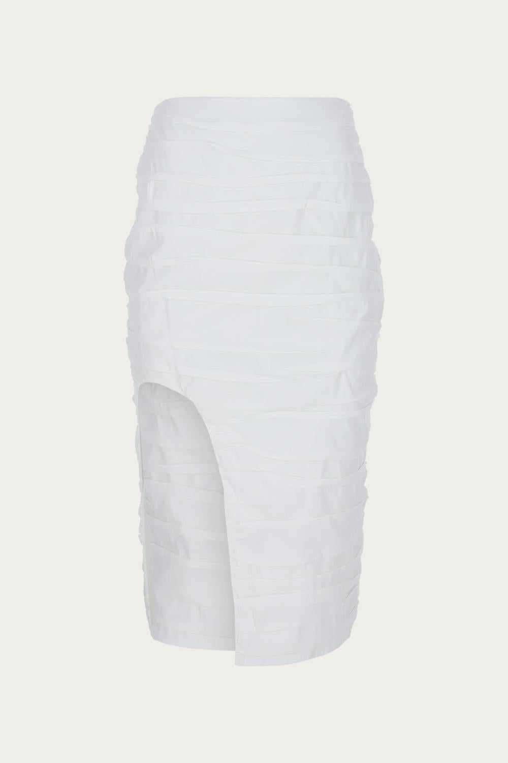 RUCHED MIDI SKIRT