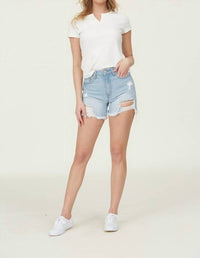 Tea N Rose - High Rise Distressed Denim Shorts
