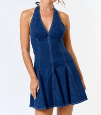 Blue Blush Life's A Picnic Denim Mini Dress in blue - women's dress