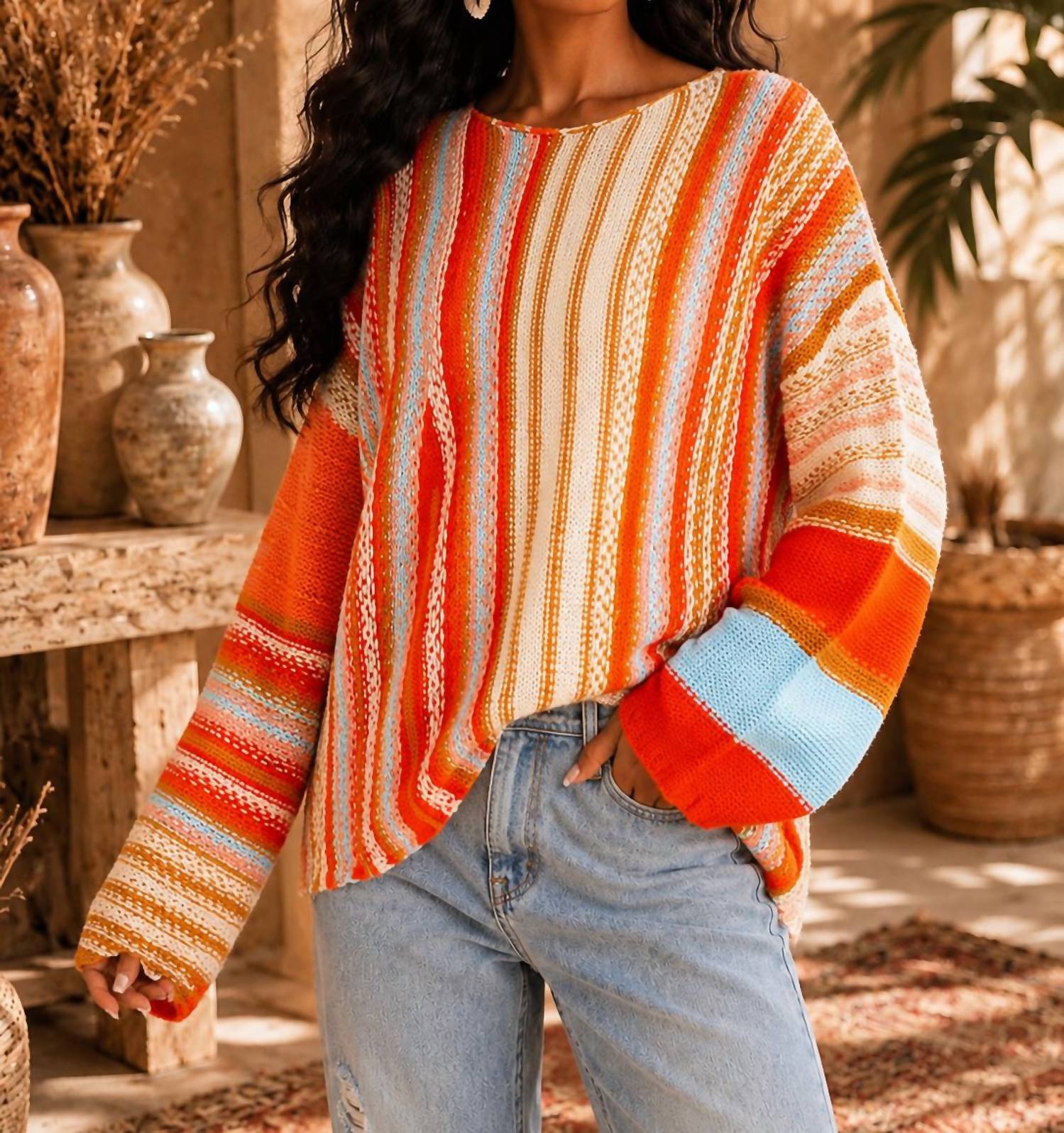 Little Secret Of Mine - Colorblock Long Sleeve Stripe Sweater