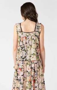 Dex Clothing Pintuck Detail Button Up Tank Top in vintage rose - women's tank top - detail view