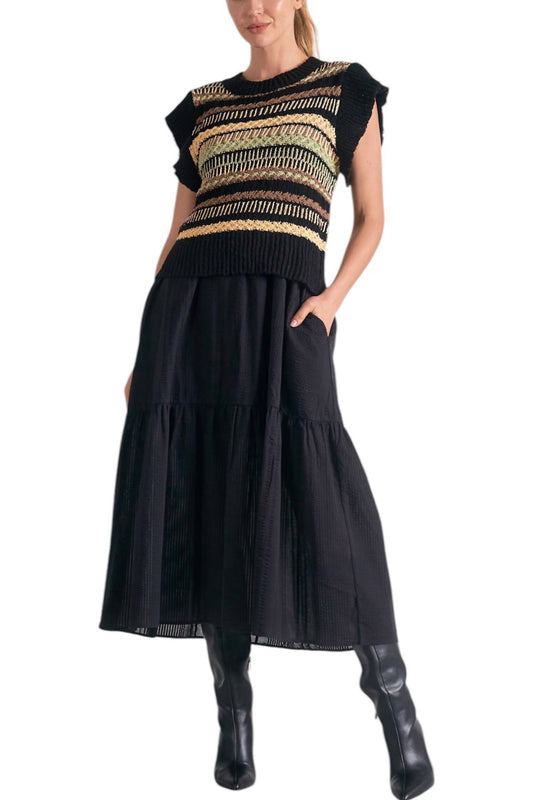 Elan - Crew Neck Woven Midi Dress