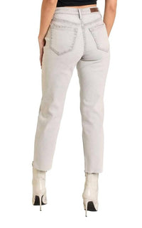 Rock & Roll Denim Straight Crop Jeans in light grey - women's jeans - alternate view