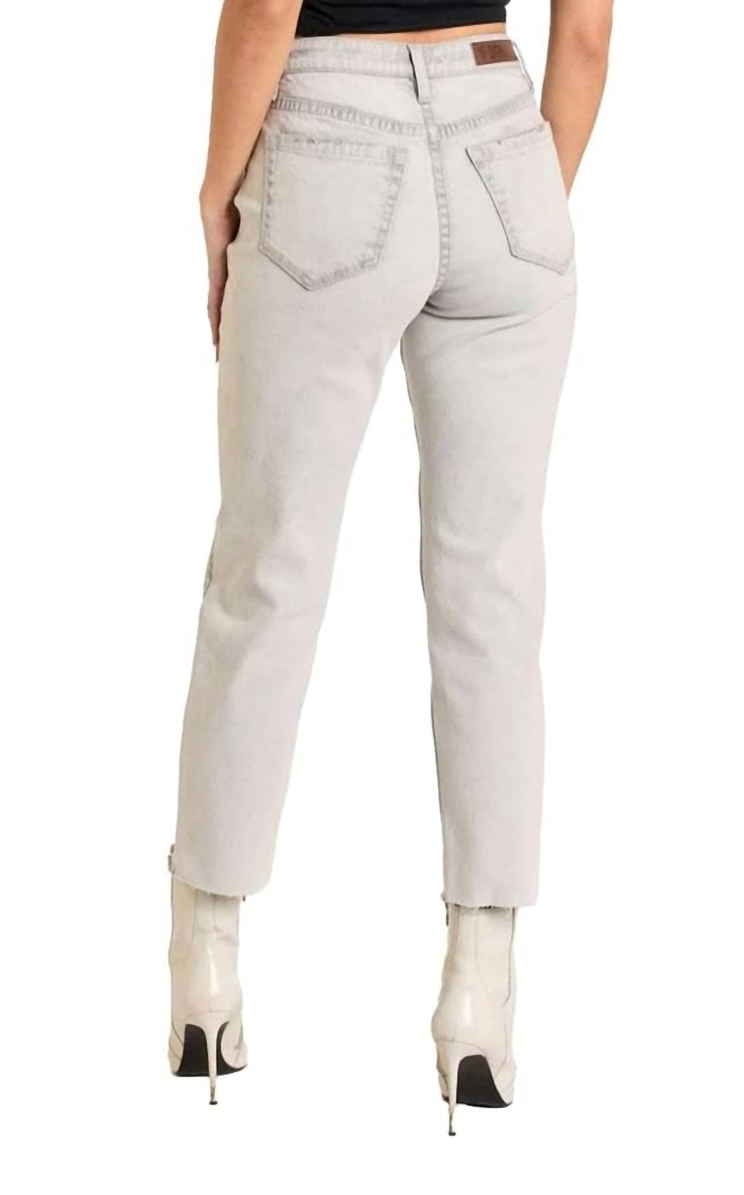 Rock & Roll Denim Straight Crop Jeans in light grey - women's jeans - alternate view