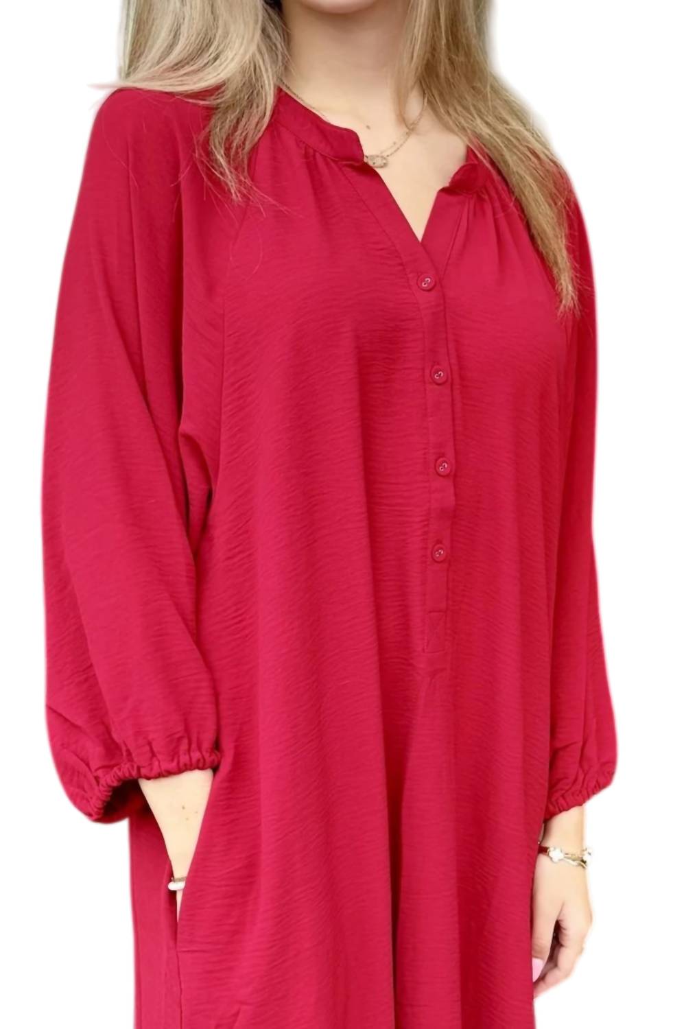 Vanilla Monkey Fresca Midi Dress in crimson - women's dress - alternate view