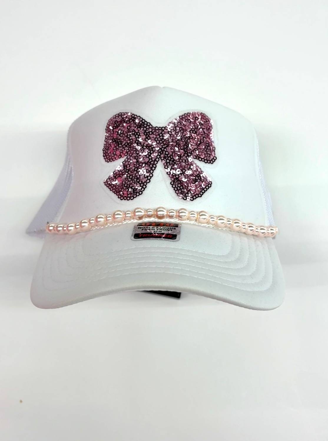 Shopthetinycloset - Women's Glitter Bow Hat W/ Chain