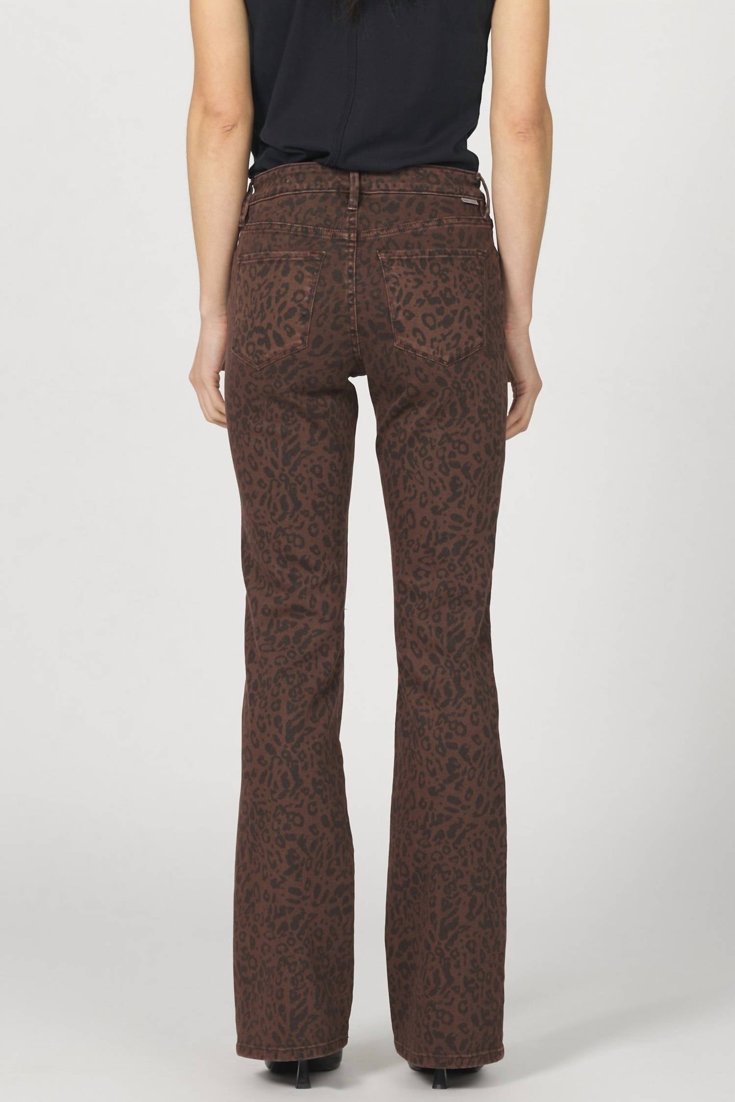 DEAR JOHN DENIM Jaxtyn Bootcut Jeans in brown leopard - women's jeans - detail view