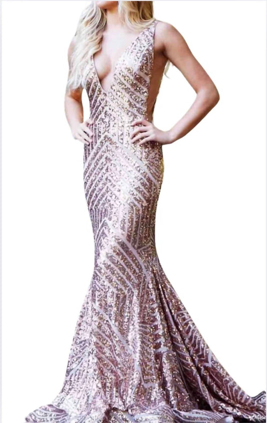 Jovani - Sequin plundge gown