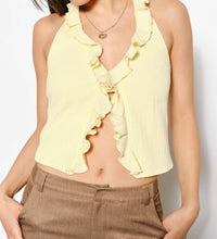 Pretty Garbage - Limone Ruffle Halter Neck Top