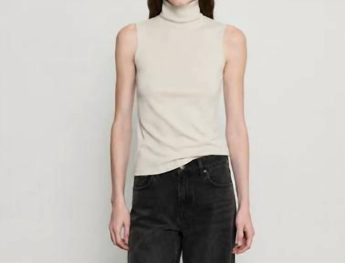 Enza Costa - Cashmere Jersey Sleeveless Turtleneck Top