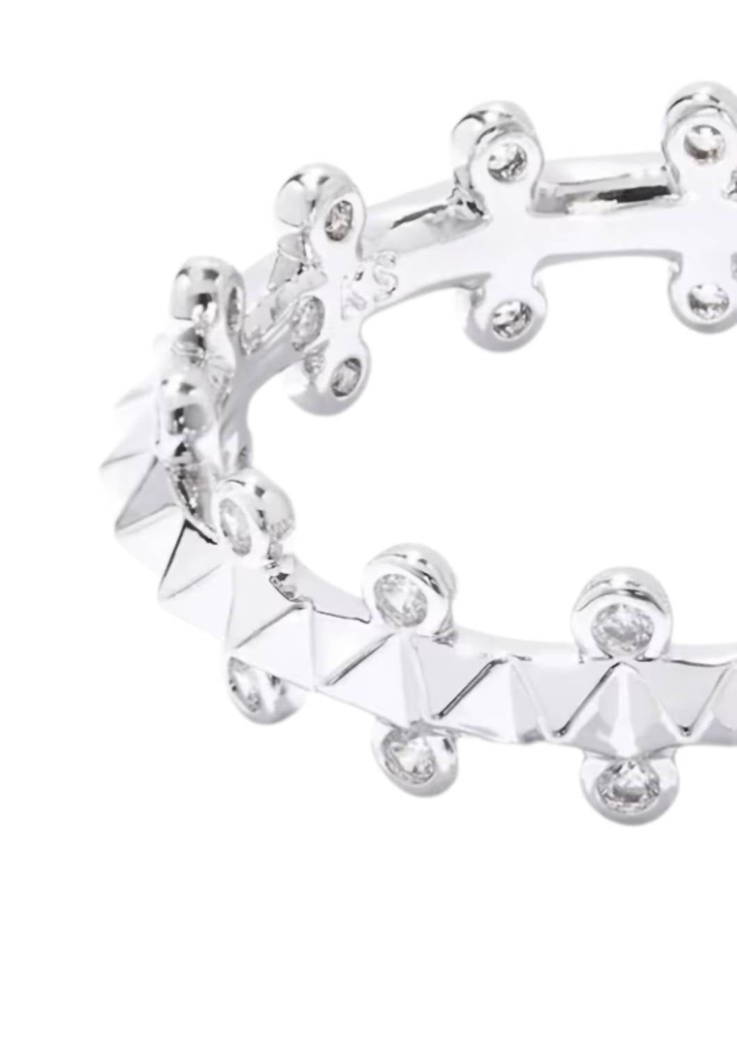 Kendra Scott Women's Jada Band Ring in silver white crystal - women's jewelry - detail view