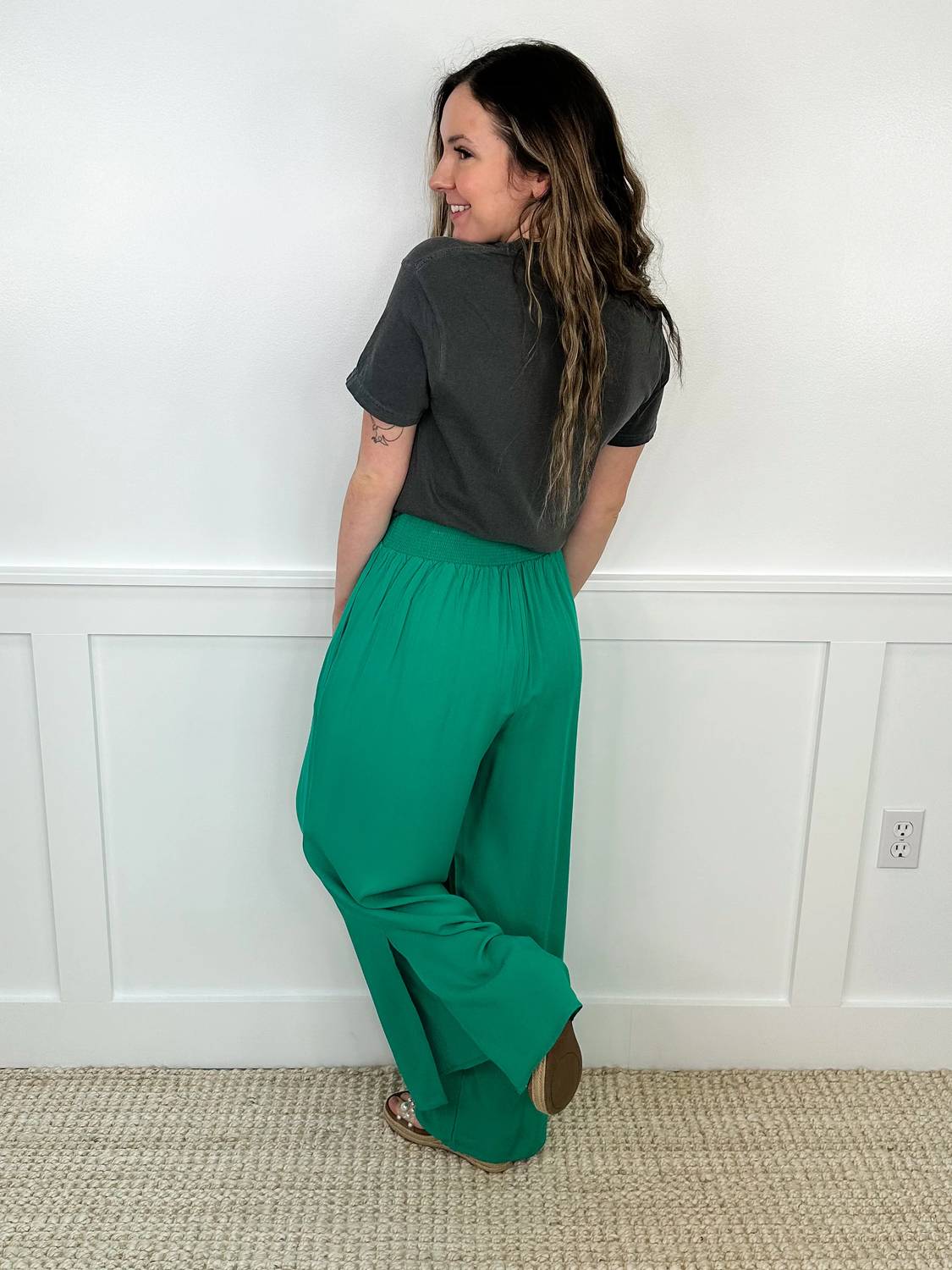 Mary Square - High-rise Rayon Wide Leg Pants