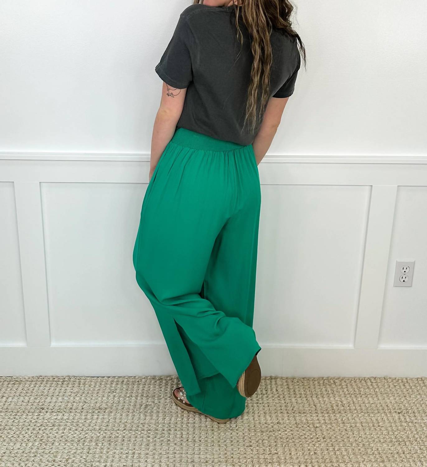 Mary Square - High-rise Rayon Wide Leg Pants
