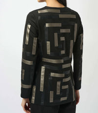 Joseph Ribkoff - Solana Scuba And Leatherette Collarless Jacket