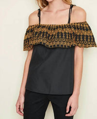 Hayden La - Embroidered Off The Shoulder Cropped Top