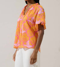 Sugarlips - Jaidy Floral Erie Split Neck Top