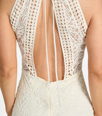 Guess Liza High-neck Sleeveless Dress in cream white multi - women's dress - view 4