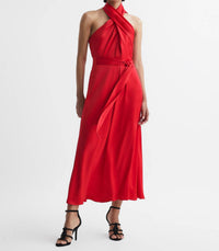 Reiss - Vida Satin Halter Neck Dress