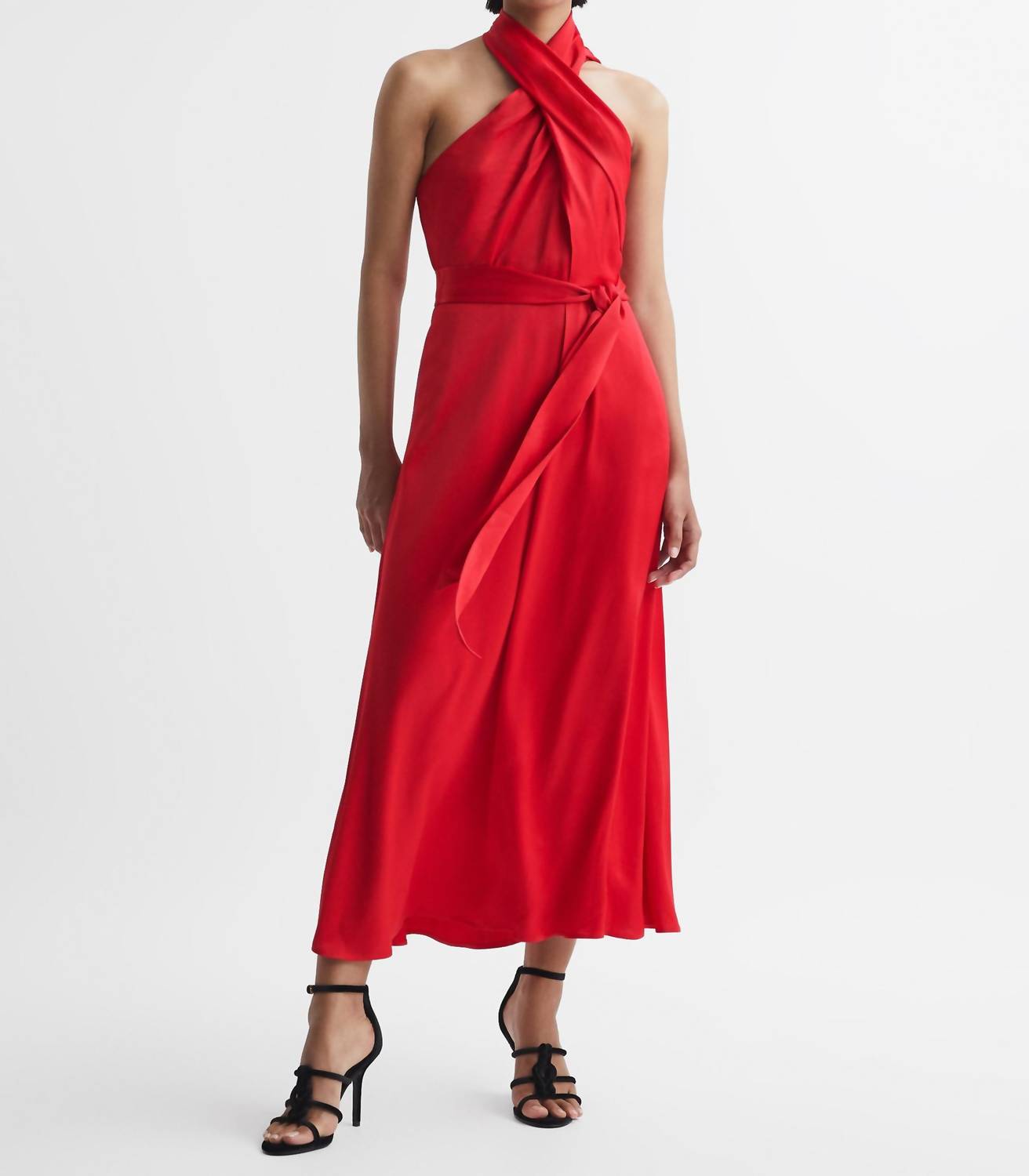 Reiss - Vida Satin Halter Neck Dress