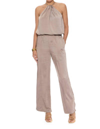 CRESCENT Sammie Satin Halter Top in taupe - women's tank top