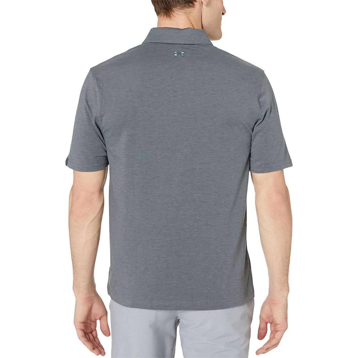 UNDER ARMOUR Charged Cotton Scramble Golf Polo Shirt Top - Plus in pitch gray - men's shirt - detail view