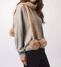 Joseph Ribkoff - Embellished Pom Pom Knit Scarf