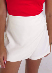 Urban Daizy Wrap Side Zip Skort in white - women's shorts