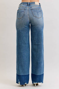 Judy Blue High Rise Column Straight Leg Jean in blue - women's jeans - detail view