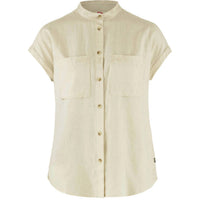 Fjallraven Övik Cap Sleeve Hemp Shirt in chalk white - women's shirt - detail view