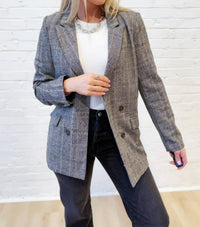 Blu Pepper - Plaid Long Sleeve Front Button Blazer