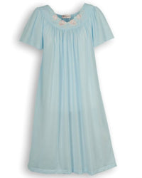 Shadowline Lingerie - Women's Short Gown With Flower Petal Embroidery And Flutter Sleeves