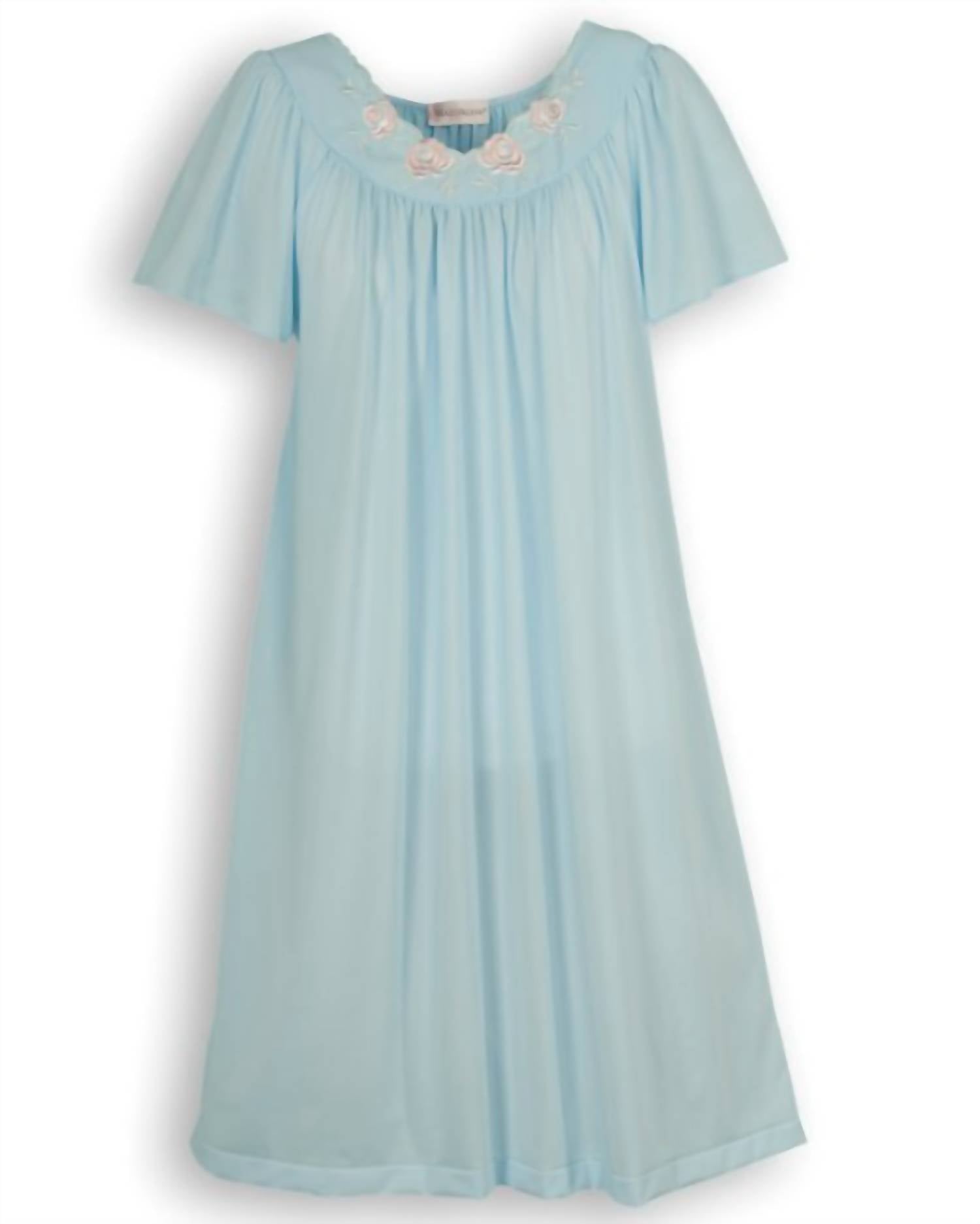 Shadowline Lingerie - Women's Short Gown With Flower Petal Embroidery And Flutter Sleeves