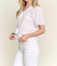Kld - Erin Eyelet Embroidered Top