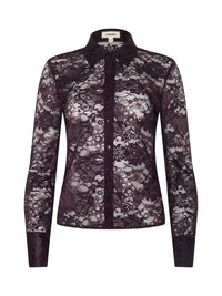 L'Agence Maia Lace Button Down Blouse in dark malbec - women's blouse - view 4