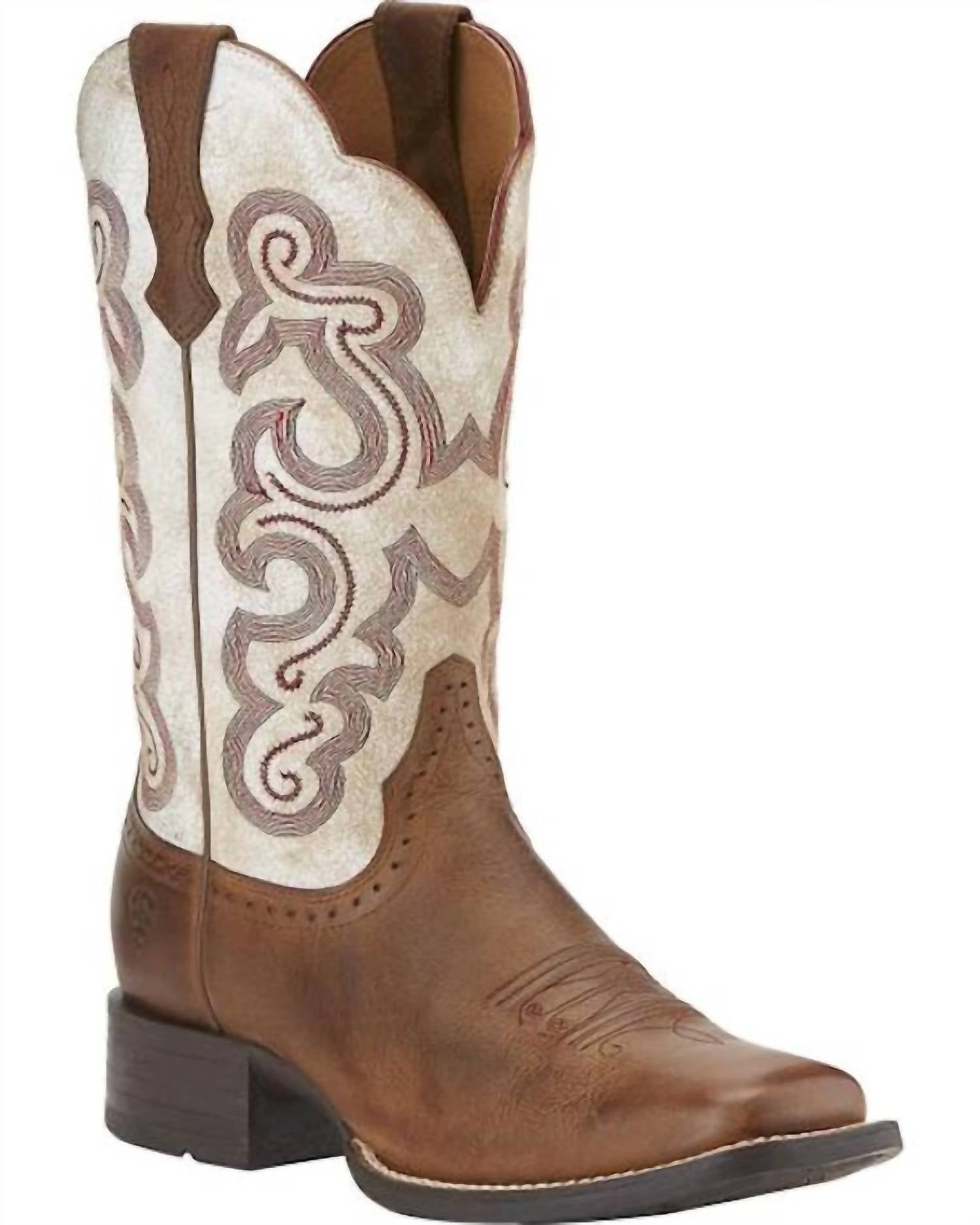 ARIAT Women's Quickdraw Cowgirl Boot in sandstorm white - women's shoe