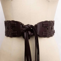 Leto - Women's Wide Woven Vegan Leather Belt