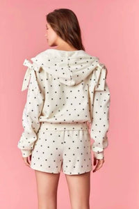 Peach Love - Bow Shoulder Dot Sweatshirt