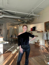 Ivy Jane - Velvet Rouched Neck Top